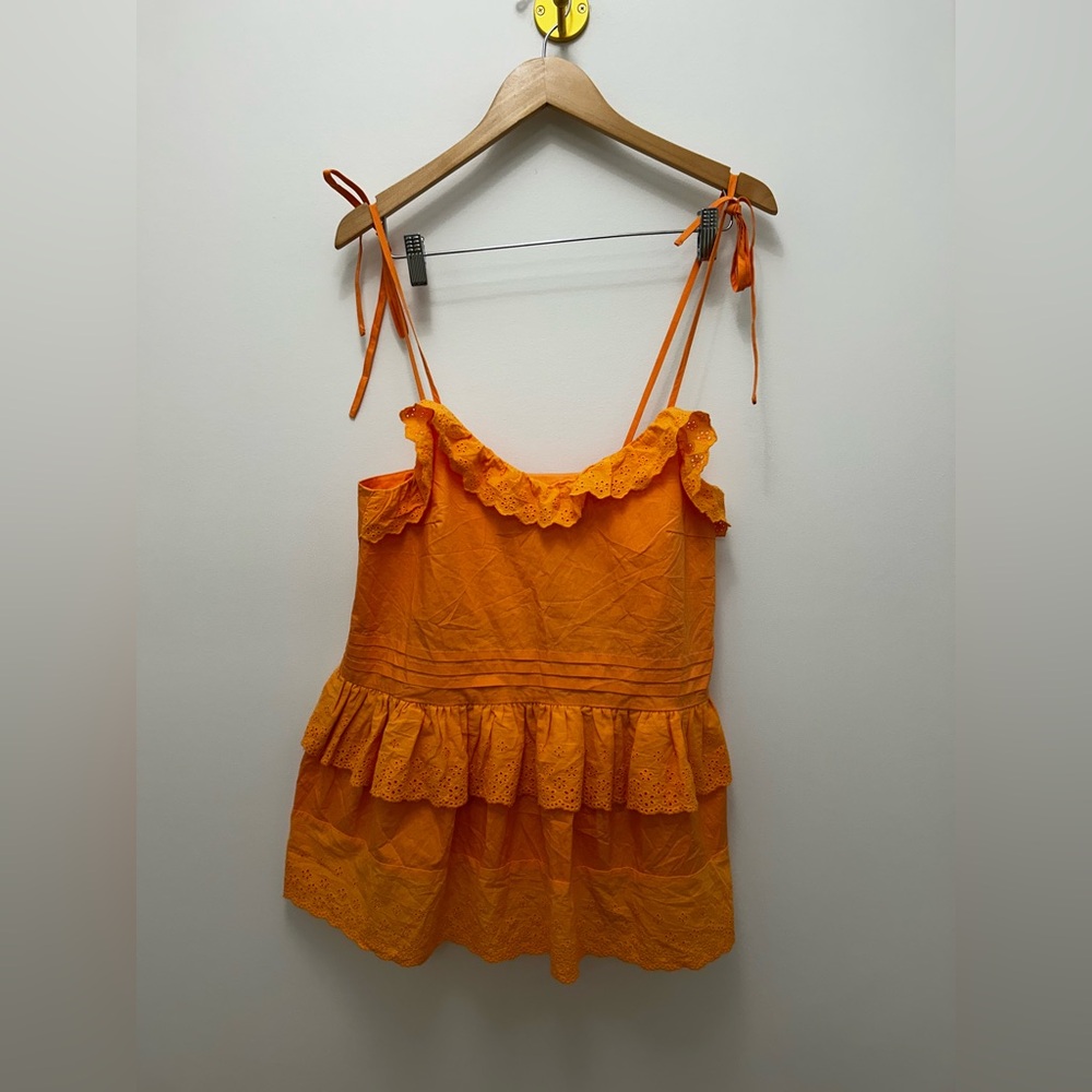 NWT ANTHROPOLOGIE MARE MARE - Medium Orange Josephine Tank Top Eyelet  - SIZE XS
